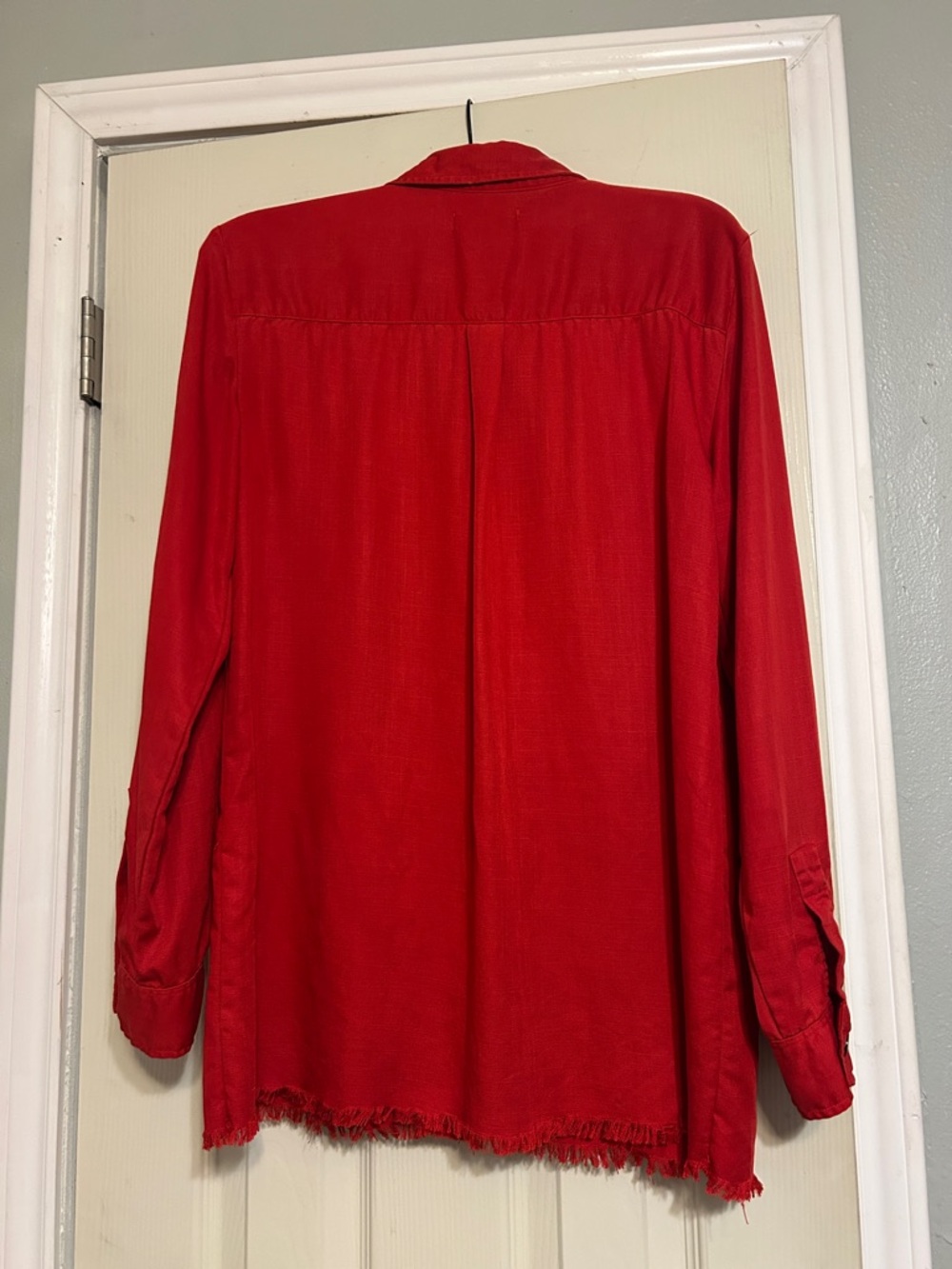 $5️⃣&🔟Sale Zara Woman red ragged edge shirt premium denim collection - Picture 6 of 7
